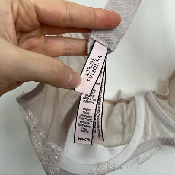 Victoria’s Secret Dream Angels Beaded Lace White Beige Push Up Unlined Bra 34C - Picture 7 of 9